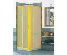 Box Doccia Angolare Porta Scorrevole 80x100 Cm 2 Lati Con 2 Ante Apertura Angolare Colore Giallo/yellow Mod. B1a Linea Lux Serie Pvc
