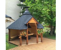 Gazebo da giardino esagonale aperto con barbecue a legna optional