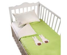 Tots by Smart Rike 280 – 203 – Set biancheria letto Joy, 100% raso di costruzione, copripiumino 100 x 135 cm e 1 federa 60 x 40 cm, Rabbit verde