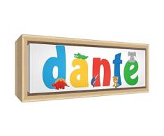 Little Helper LHV-DANTE-3084-FCNAT-15IT Stampa su Tela Incorniciata Legno Naturale, Disegno Personalizzabile con Nome da Ragazzi Dante, Multicolore, 34 x 88 x 3 cm