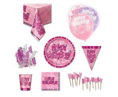 Unique Party 80826 - Kit Festa di Compleanno per 8 Persone, Rosa Brillante