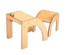 Little Helper Originale FunStation Gessati Bambino Set Banco e Sedia con la Penna /Spazzola Pot (Maple/Naturale)