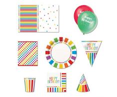 Unique Party 80829 - Kit Festa di Compleanno Arcobaleno per 8 Persone