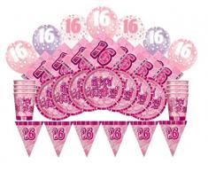 Unique Party 83101 - Kit Festa di 16° Compleanno, Rosa Brillante