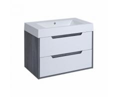 Mobile Bagno Colore Bianco Laccato 800x600mm con Lavabo Integrato - Newport