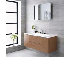 Mobile Bagno Doppio Colore Rovere 1200x48x52mm con Lavabo Integrato - Randwick