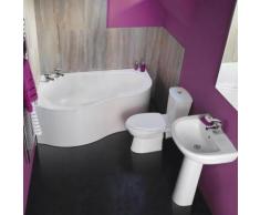 Set Completo per Stanza da Bagno con Vasca Angolare, Lavabo e Sanitario in Stile Tradizionale