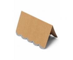 8 segnaposto in carta kraft e paillettes argento di 9 x 6 cm