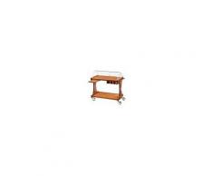 Carrello di servizio in legno noce Forcar due piani. Cupola in plexiglas semicircolare con coperchi rientranti. Dim. 86X55X110H Modello CL2255