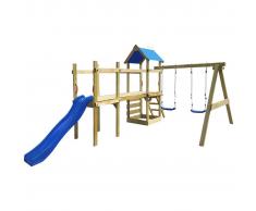 vidaXL Set da gioco in legno con scaletta, scivolo e altalene 463x275x243 cm