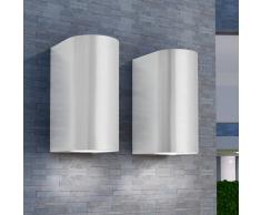 vidaXL Set Lampade da parete per esterno 2 pz