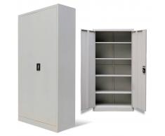 vidaXL Armadio metallico per ufficio con 2 ante 180 cm grigio