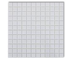 vidaXL Set 20 pz Piastrelle di vetro per mosaico bianco 1,8 mq