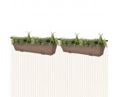 vidaXL Piantatrice? in rattan per balcone set 80 centimetri 2 pezzi Marrone