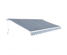 vidaXL Tenda da Sole Pieghevole Manualmente 5x3 m Blu e Bianca