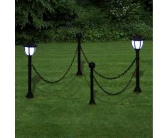 vidaXL Set Lampioncino solare a LED con catena 2 lampade pali