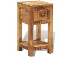 vidaXL Tavolino in legno solido comodino con 1 cassetto