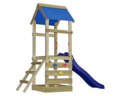 vidaXL Casetta giocattolo in legno con scala e scivolo 260x90x245 cm