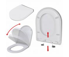 vidaXL Copriwater con chiusura ammortizzata e sgancio rapido bianco quadrato