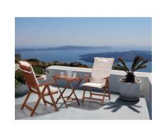 Set da balcone - Tavolino e due sedie con cuscini color crema - TOSCANA