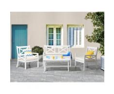 Set da giardino e balcone in legno bianco - Tavolo con 2 sedie e panca - BALTIC