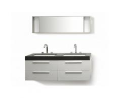 Arredo bagno moderno - Mobili accessori bagno 2 lavabi - Armadietti - 1 specchio - Bianco - MALAGA