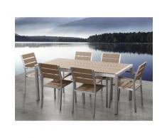 Set di tavolo e sedie da giardino in alluminio e poliwood marrone - VERNIO