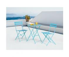 Set da balcone blu - Tavolo tondo con due sedie - FIORI
