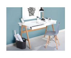 Scrivania da ufficio in legno bianco con 2 cassetti - 120x70cm - SHESLAY
