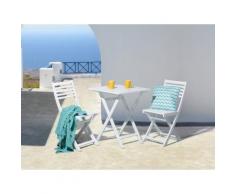 Set da balcone in legno laccato bianco - Tavolo con 2 sedie - FIJI