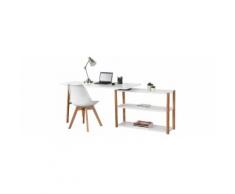 Scrivania girevole design scandinavo bianco e quercia GILDA