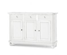 Credenza bianco spazzolato, 3 porte