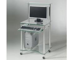 Compact, mobile porta PC con porta tastiera estraibile in alluminio e vetro temperato