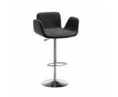 Sgabello LIGHT SG con base girevole cromata, seduta pelle, ecopelle e tessuto