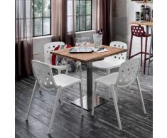 Tavolo quadrato contract Zoe, soluzione per bar e ristoranti con base metallo e piano legno vintage