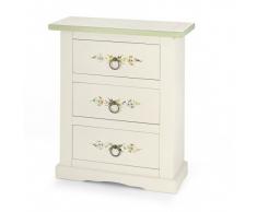 COMODINO AVOLA LACCATO BIANCO OPACO CON DECORAZIONI
