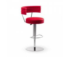 Sgabello HAPPY KREEK con base girevole cromata o inox, seduta pelle, ecopelle e tessuto