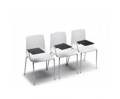 ALICE CHAIR T CON TAVOLETTA SCRITTOIO SEDUTA IN TECNOPOLIMERO E STRUTTURA IN ACCIAIO CROMATO