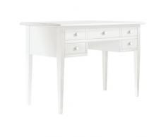 SCRITTOIO VENDICARI LACCATO BIANCO OPACO CON 5 CASSETTI