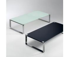 Tavolino rettangolare Stain con piano in vetro trasparente, bianco e nero Dimensioni 120x60