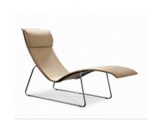 Poltrona chaise longue RELAX CU-TS rivestita in vari materiali e colori con strutura in acciaio cromato