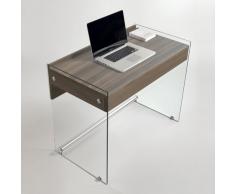 SCRIVANIA MYDESK con struttura in vetro trasparente temperato 10 mm, top è cassetto in laminato soft touch vari colori