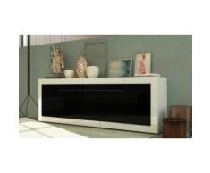 Credenza 5 ante e 1 cassettone - Bianco lucido/Nero lucido