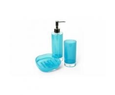 Set bicchiere porta spazzolini, dispenser e porta sapone - Azzurro
