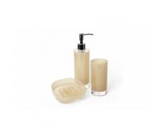 Set bicchiere porta spazzolini, dispenser e porta sapone - Crema
