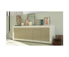 Credenza 5 ante e 1 cassettone - Bianco lucido/Sabbia lucida