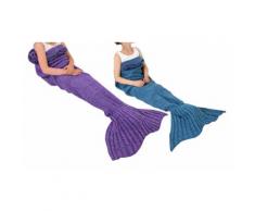 2x Coperta coda di sirena per bambini - Blu, Viola