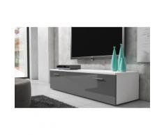 Mobile TV Boston 150 cm - Corpo bianco / Frontale grigio lucido