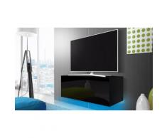 Mobile porta TV 100 cm con LED Azzurro - Nero / Nero lucido