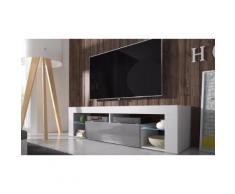 Mobile per TV Hugo con LED - Bianco/Grigio lucido